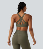 Brassière de sport à maintien moyen avec dos croisé, boucle réglable et brassière intégrée en mesh respirant, effet frais InstantCool, séchage rapide, protection solaire UPF50+