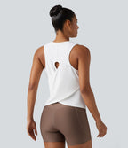 Débardeur de yoga chiné avec découpe et ourlet croisé