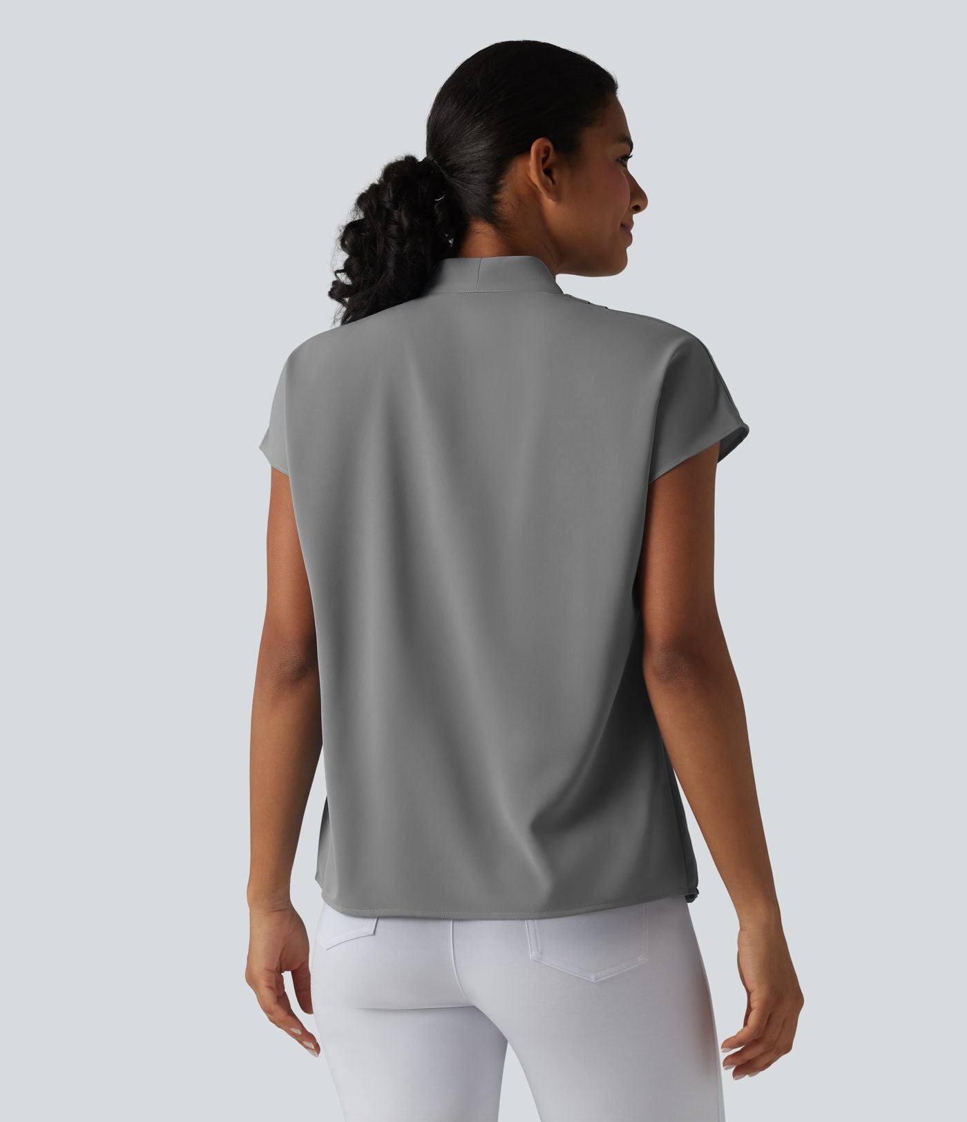 Blouse esprit bureau ample défroissage facile, col V et manches chauve-souris