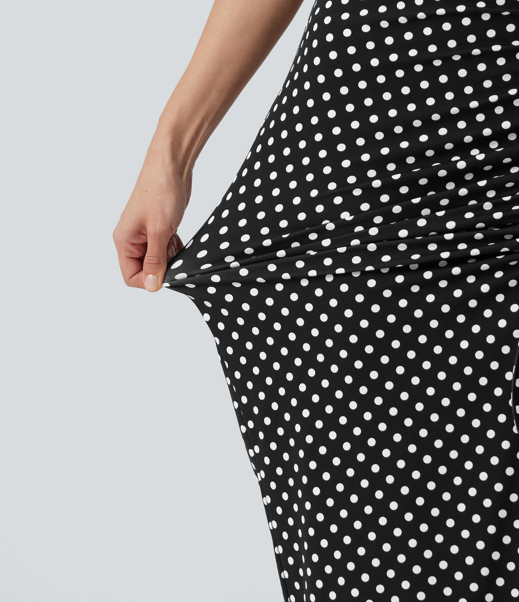 Jupe mi-longue moulante casual Halara UltraSculpt™ imprimé à carreaux taille haute avec cordon de serrage
