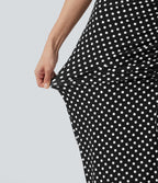 Jupe mi-longue moulante casual Halara UltraSculpt™ imprimé à carreaux taille haute avec cordon de serrage