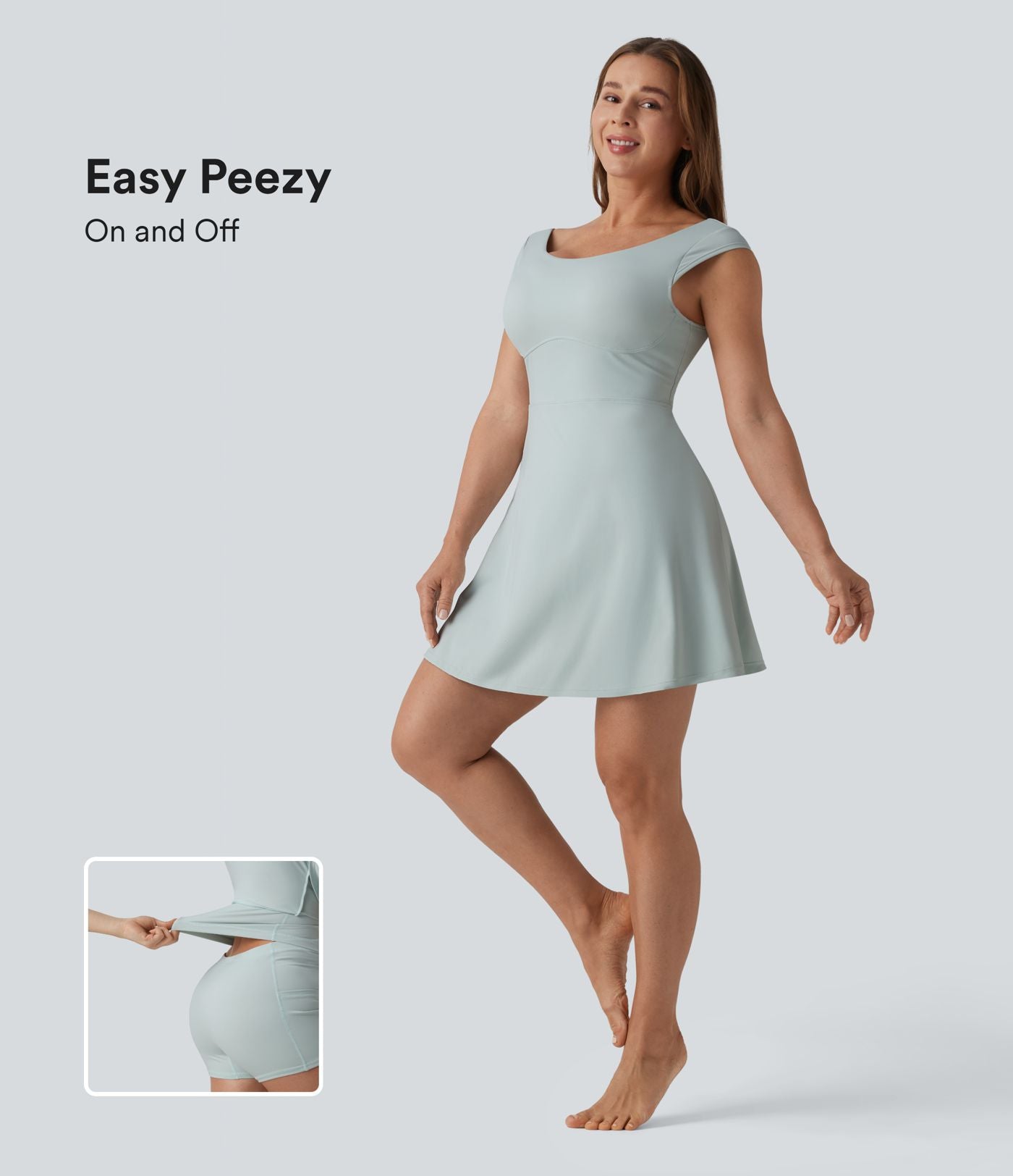 Robe de danse mini SoftlyZero™ Airy 2-en-1 col bateau dos nu effet frais InstantCool avec poches, accès facile Easy Peasy, protection solaire UPF50+