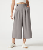 Pantalon tailleur cropped Halara Flex™ taille haute jambes larges en gaufré avec poches