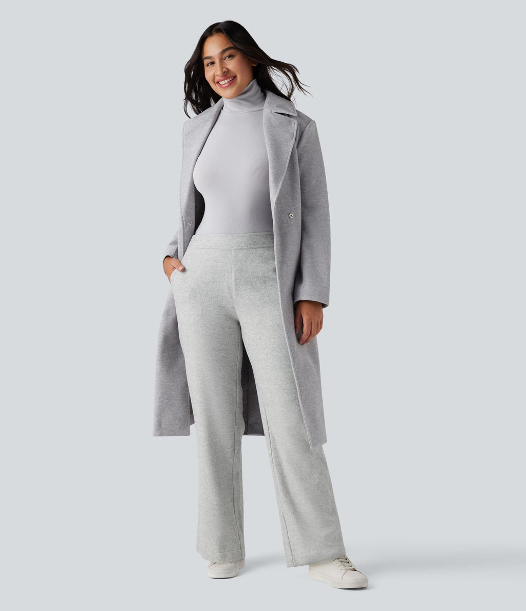 Pantalon tailleur coupe droite taille moyenne avec poches