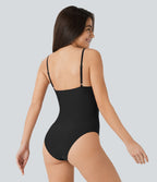 Maillot de bain une pièce gainant à dos nu avec décolleté plongeant en V et bretelles ajustables