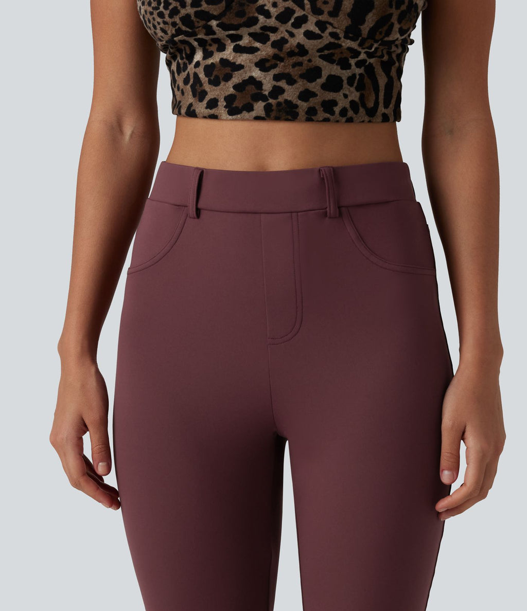 Leggings courts décontractés DayStretch taille haute en dentelle contrastée avec poches