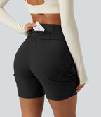 Short de yoga SoftlyZero™ 13 cm Airy effet frais InstantCool taille haute froncé avec poches