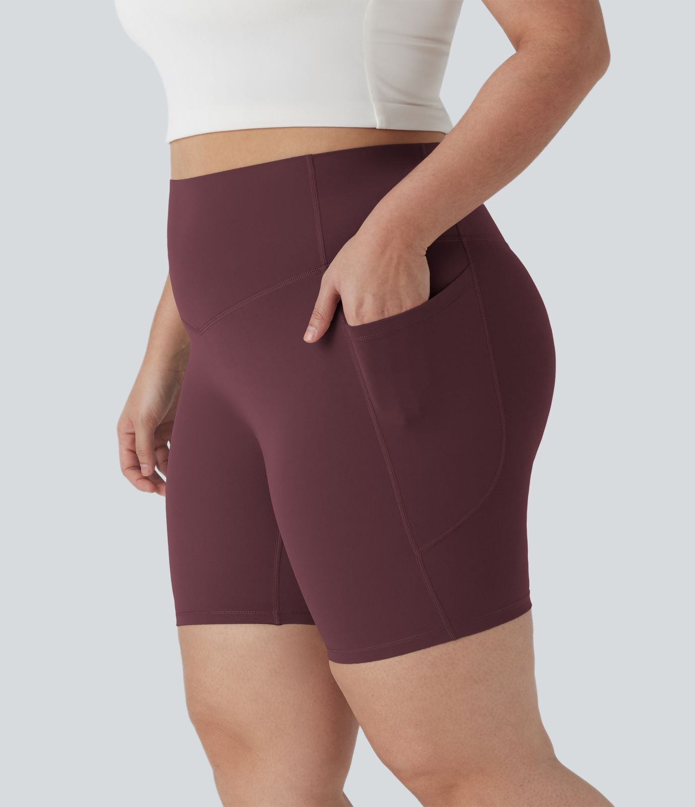 Short cycliste 17,5 cm d'entraînement gainant taille haute grande taille avec poches Halara UltraSculpt™