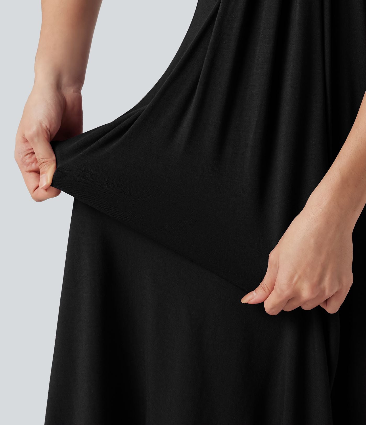 Robe midi trapèze dos-nu à nouer, à poches