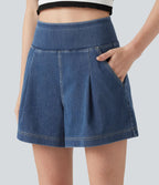 Short en jean ample Halara Flex™ taille haute décontracté avec poches
