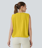 Débardeur de yoga col rond froncé, tissu rafraîchissant - Protection UPF50+