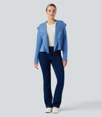 Cardigan ouvert à capuche manches longues