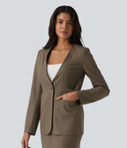 Blazer buerau manches longues en mélange de lin avec poches