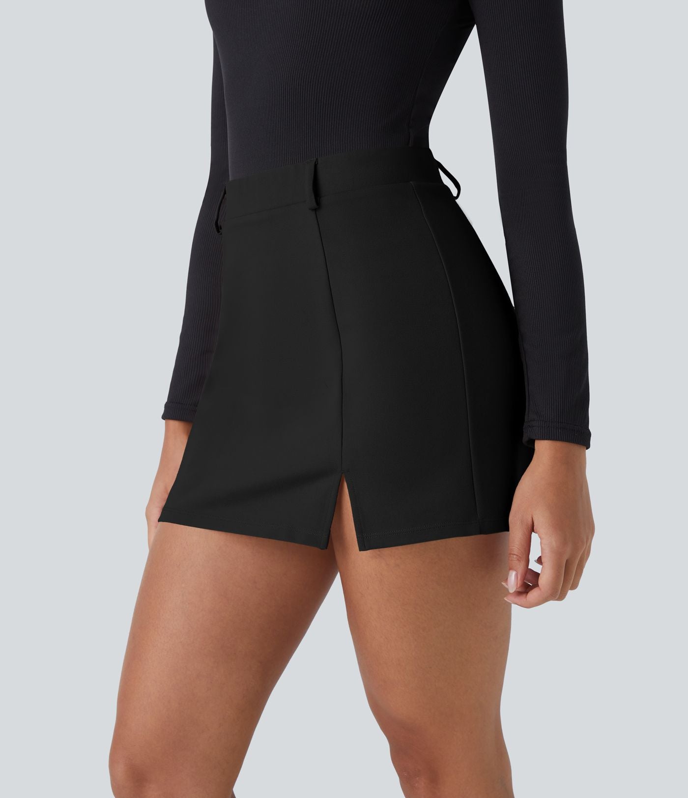 Jupe mini de travail 2-en-1 taille haute