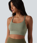 Brassière de sport chinée maintien modéré, dos nu croisé et soutien-gorge intégré