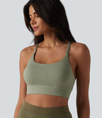 Brassière de sport chinée maintien modéré, dos nu croisé et soutien-gorge intégré