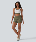 Short de yoga 2-en-1 SoftlyZero™ Airy croisé taille haute 7,5 cm effet frais InstantCool avec poches