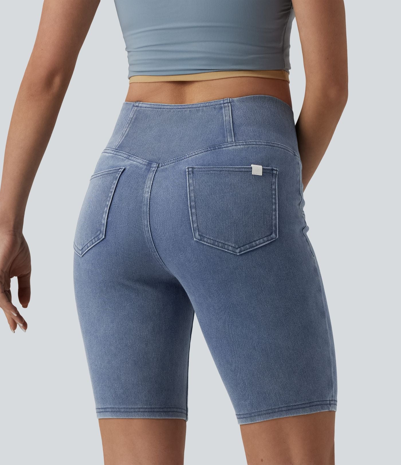 Short denim skinny décontracté Halara Flex™ croisé taille mi-haute 23 cm avec poches