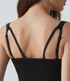Débardeur décontracté en maille côtelée, doux au toucher, anti-odeurs, bretelles réglables, brassière intégrée, protection solaire UPF40+