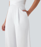 Combinaison dentelle contrastante sans manches pour demoiselles d'honneur et invitées de mariage avec poches - Easy Peasy