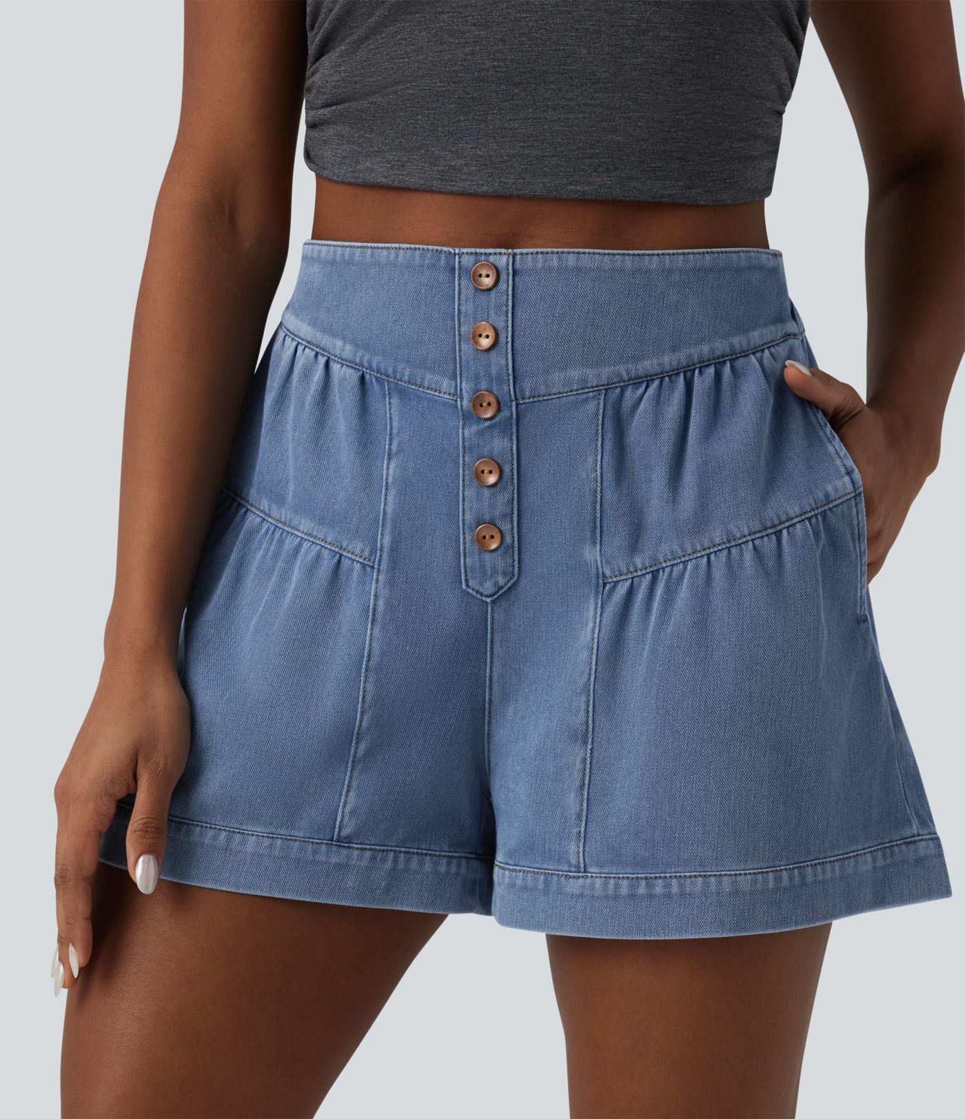 Short tailleur Halara Flex™ denim casual taille haute 7,5 cm avec poches