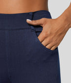 Halara Flex™ Legging Casual en Denim Extensible à Taille Haute avec Poches Latérales et Fentes