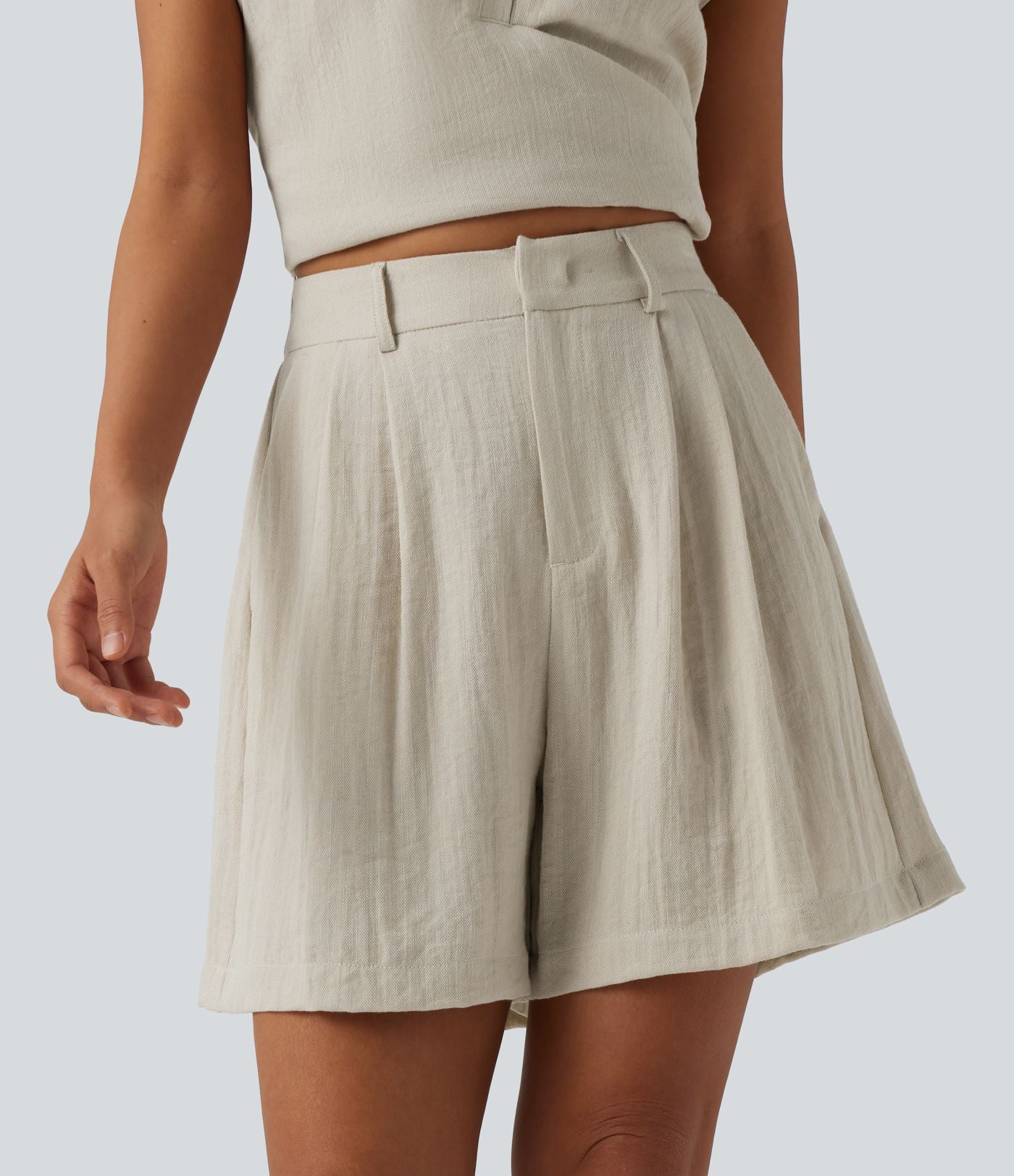 Short décontracté taille haute avec poches