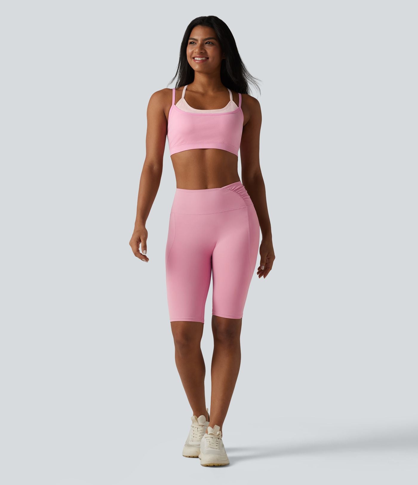 OneForm Seamless Flow Brassière de sport yoga sans couture 2 en 1 color block maintien léger avec soutien-gorge intégré