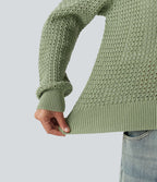 Cardigan décontracté en maille tricotée col V manches longues
