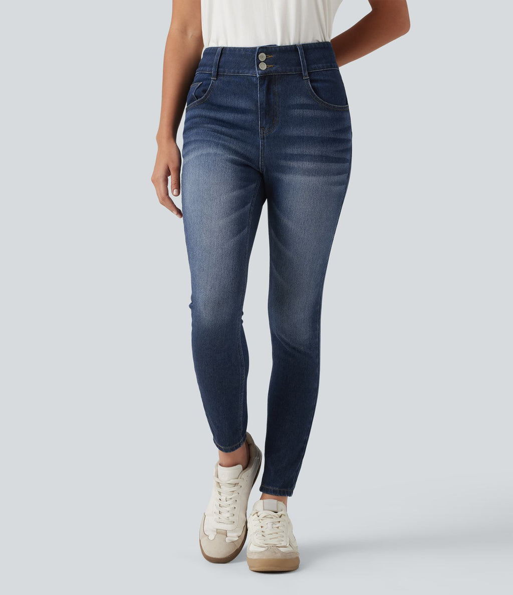 Jean skinny Halara Flex™ taille mi-haute délavé avec poches