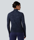 Haut de sport demi-zip à manches longues avec passants pouces sans couture OneForm Seamless Flow