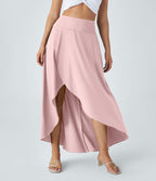 Jupe Longue Casual Breezeful™ Taille Haute à Volants 2en1 Fluide Sèchement Rapide Quotidien Maxi