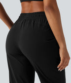 Jogging de running taille haute, cordon de serrage, fronces, coupe fuselée, séchage rapide, à effet frais InstantCool, avec poches, protection solaire UPF40+
