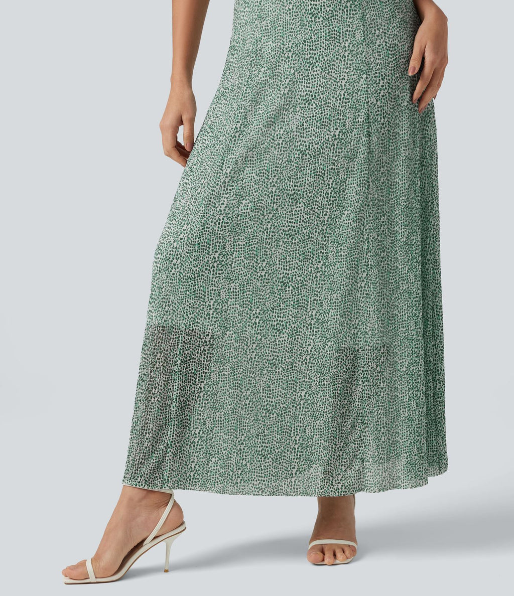 Robe nuisette longue fluide en tulle à pois pour demoiselle d'honneur et invitée de mariage