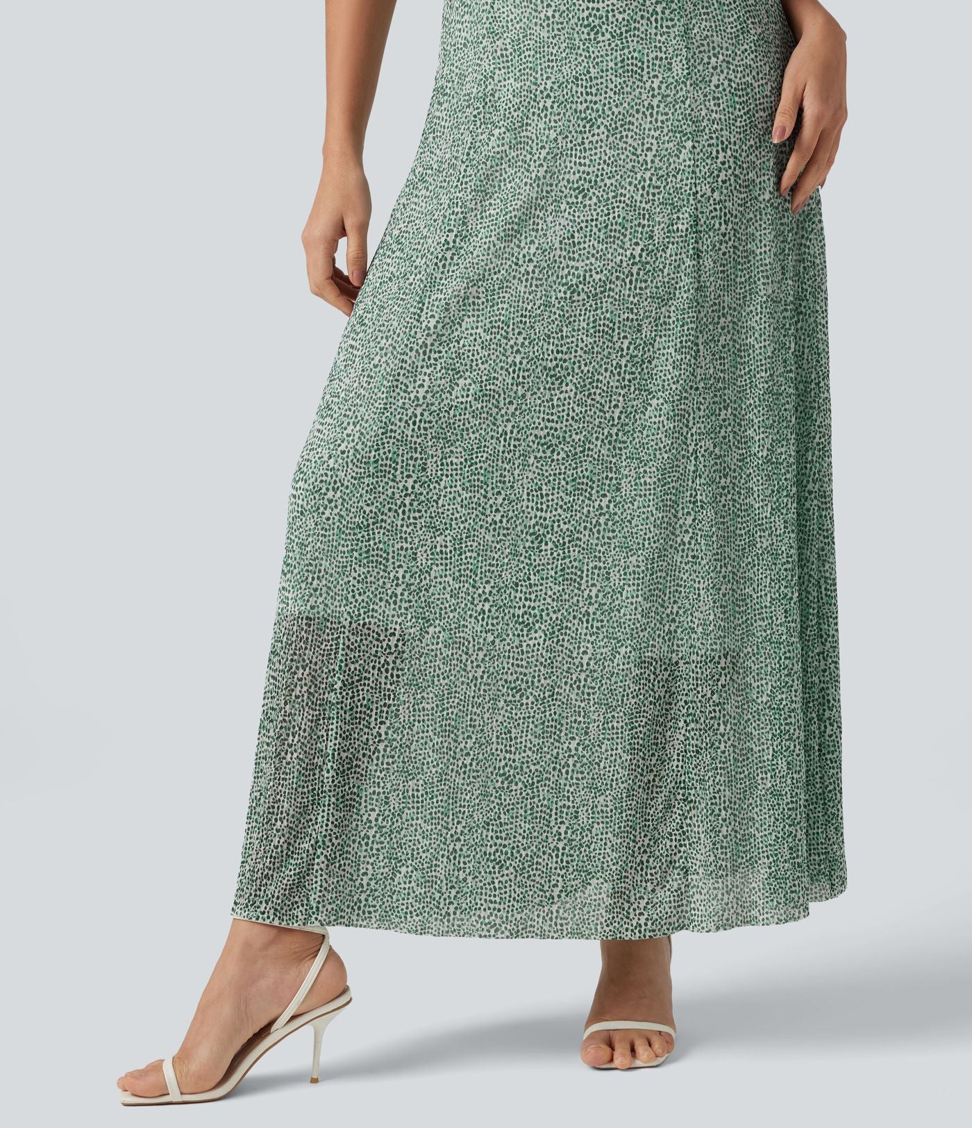 Robe nuisette longue fluide en tulle à pois pour demoiselle d'honneur et invitée de mariage