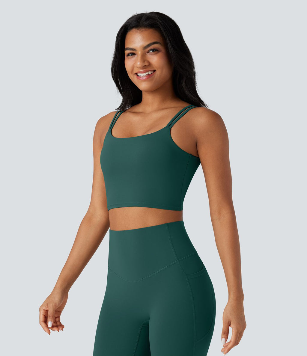 Débardeur yoga court Halara UltraSculpt™ double bretelles torsadé dos nu