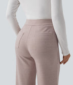Halara Flex™ Pantalon tailleur pied-de-poule coupe droite taille haute avec poches