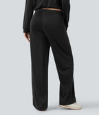Pantalon droit taille haute effet sparkle, avec poches