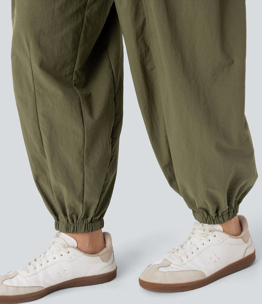 Jogging cargo décontracté taille haute avec poches à rabat