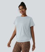Haut de sport col rond manches courtes effet frais InstantCool avec fronces, protection solaire UPF50+