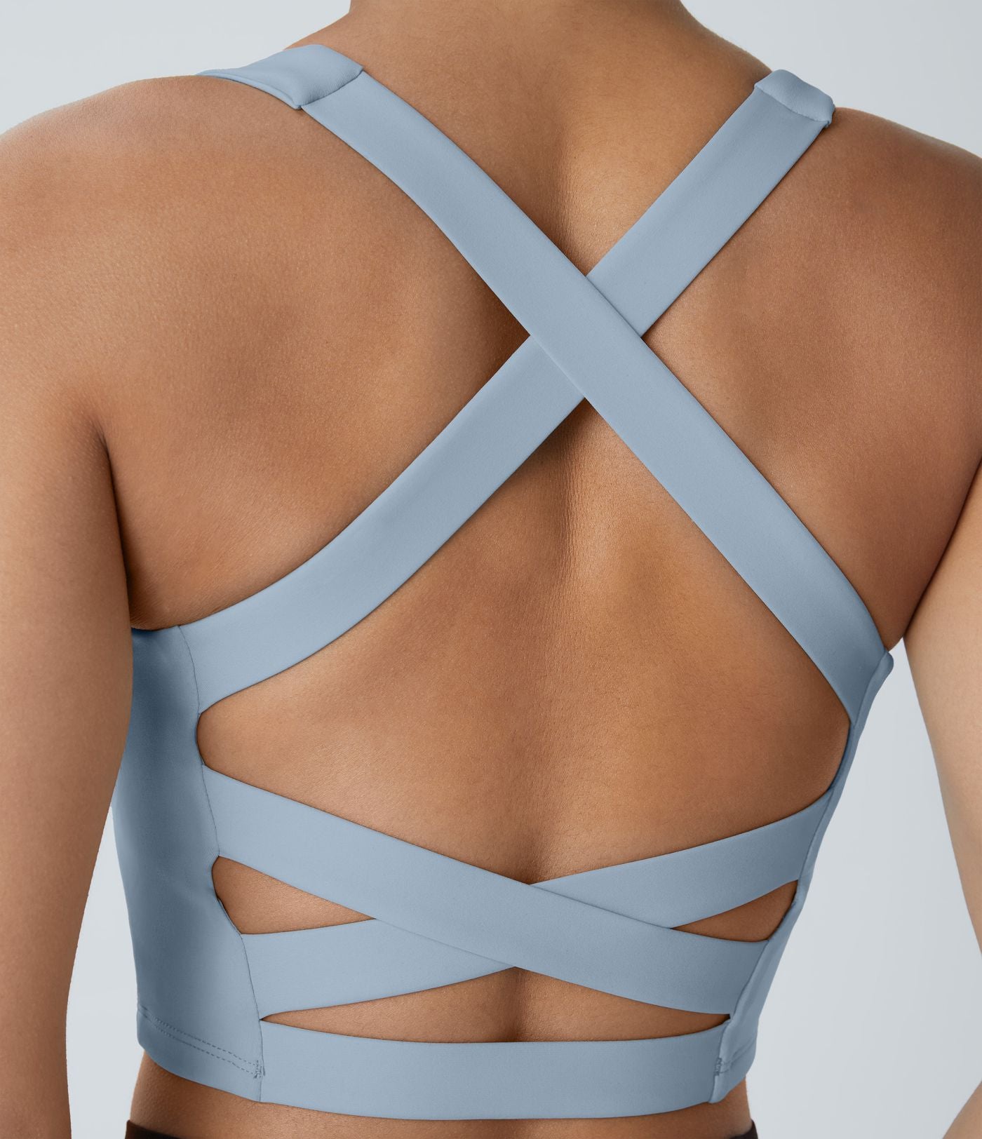 Débardeur yoga court SoftlyZero™ Airy col carré dos nu bretelles croisées effet frais InstantCool, bonnets A-C, protection solaire UPF50+