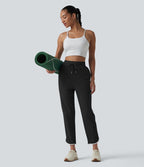 Pantalon de yoga fuselé SoftlyZero™ Airy taille haute effet frais InstantCool avec cordon de serrage, bords contrastants, ourlet arrondi et poches, protection solaire UPF50+