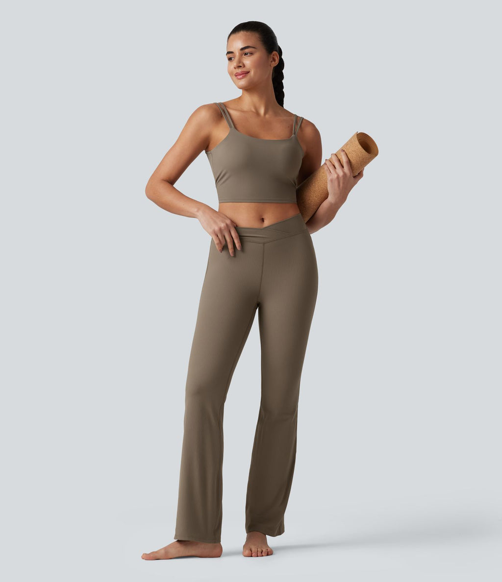 Legging de yoga Halara UltraSculpt™ côtelé, taille haute, évasé croisé, à poches