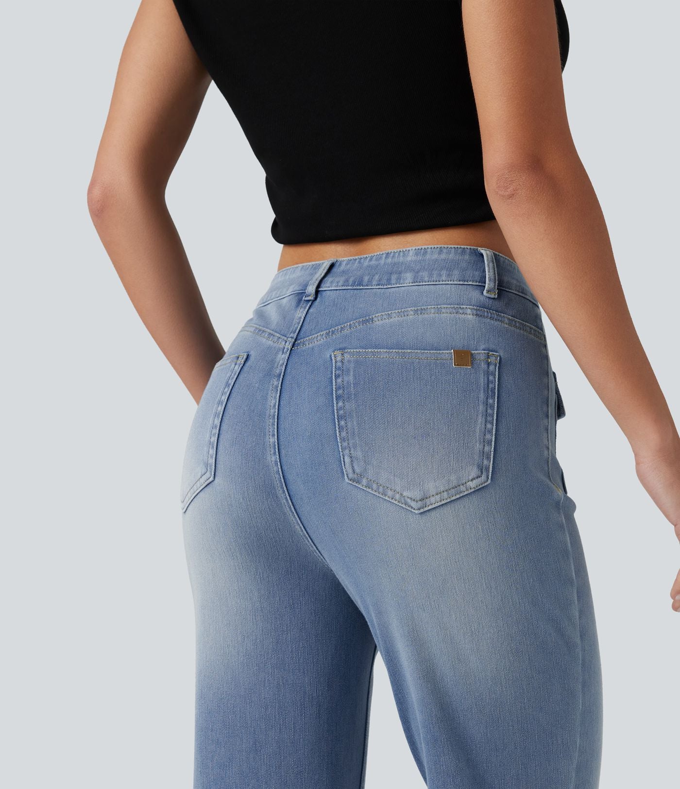 Jean évasé Halara Flex™ décontracté, taille moyenne, à poches