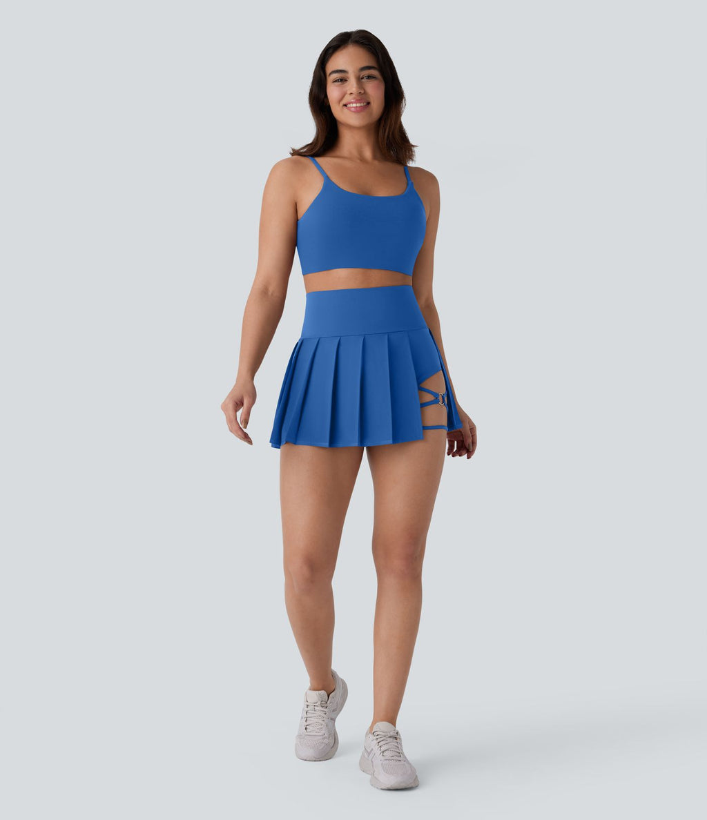 Jupe-short de danse mini Breezeful™ à taille haute, plissée, 2-en-1, avec poches latérales et arrière, ourlet asymétrique et séchage rapide