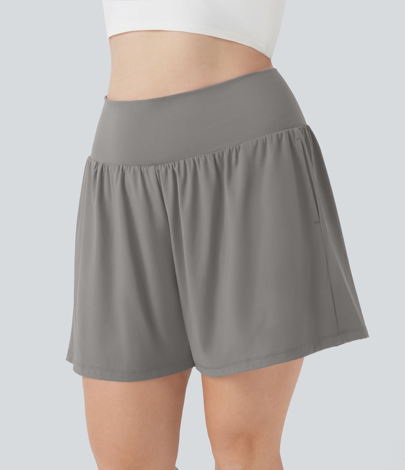 Short tailleur 2-en-1 Cool Touch yoga taille très haute Softlyzero™ Airy grande taille 17,5 cm avec poches