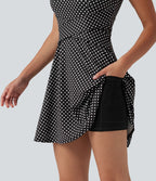 Robe sport de tennis mini 2-en-1 à pois avec brassière intégrée et poches - Édition Easy Peasy