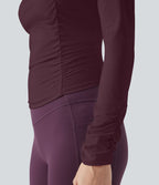 Haut de sport entraînement SoftlyZero™ Airy col carré manches longues froncé effet frais InstantCool