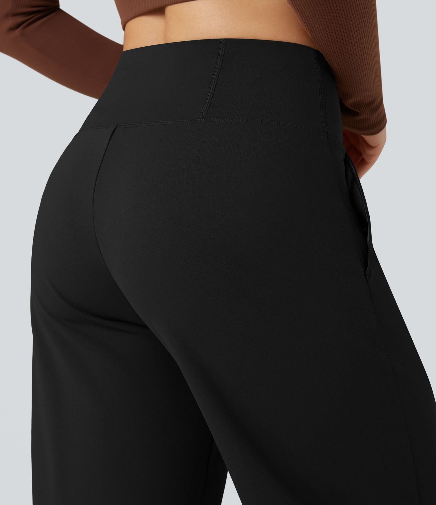 Pantalon de yoga large gainant taille haute avec poches