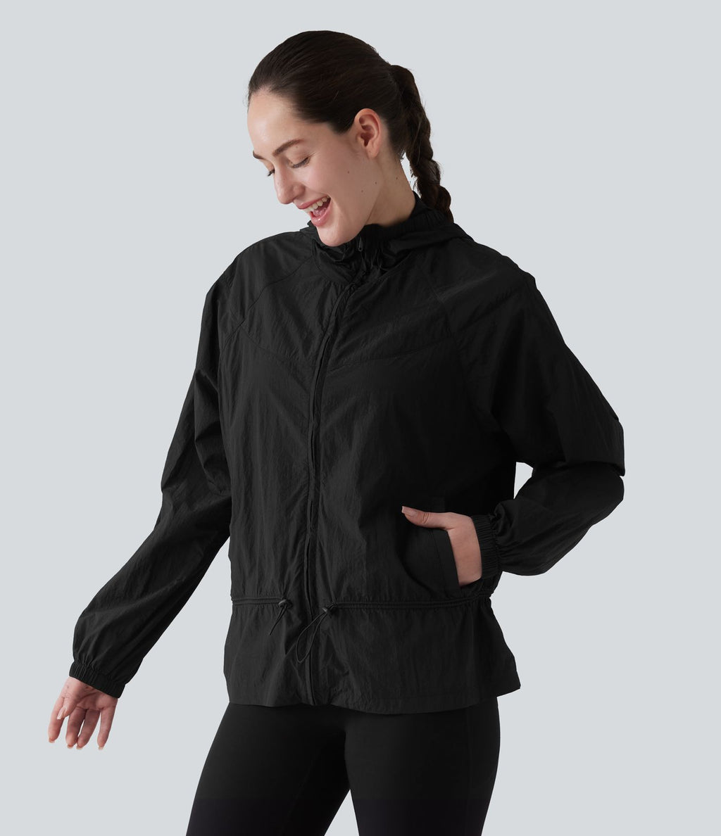 Coupe-vent casual à capuche avec cordon de serrage et poches